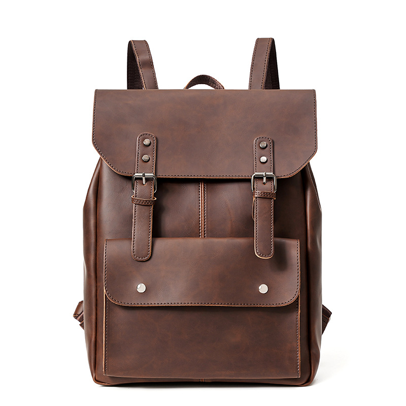 Leather Work Rucksack - GOYN Vintage Men's Leather Backpack Bookbag