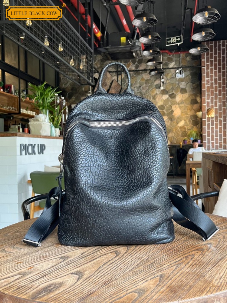 Leatherwork Bag - Soft Natural Sheepskin Casual Backpack Unisex
