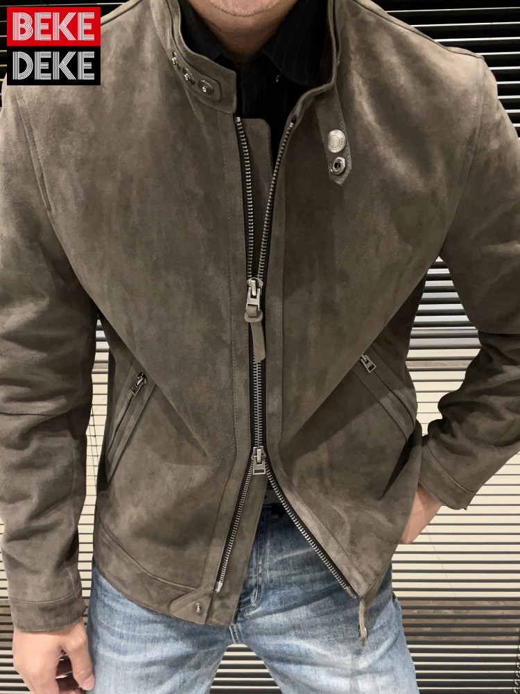 Leather Work Jacket Mens - Fashion Mens New Slim Fit Stand