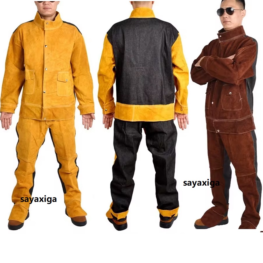 Leather Work Overalls - Heavy Duty Leather Welding Suits with