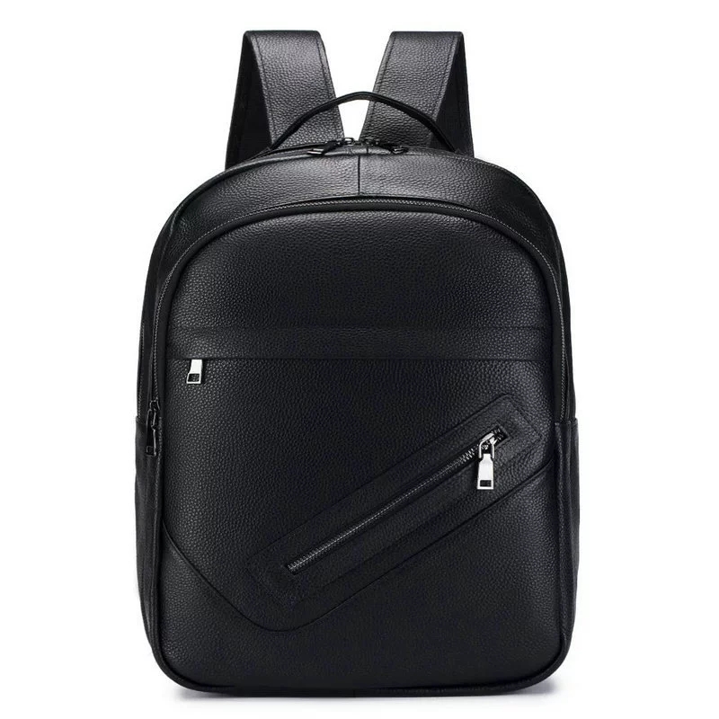 Leather Work Rucksack - Black Genuine Leather Laptop Backpack Man