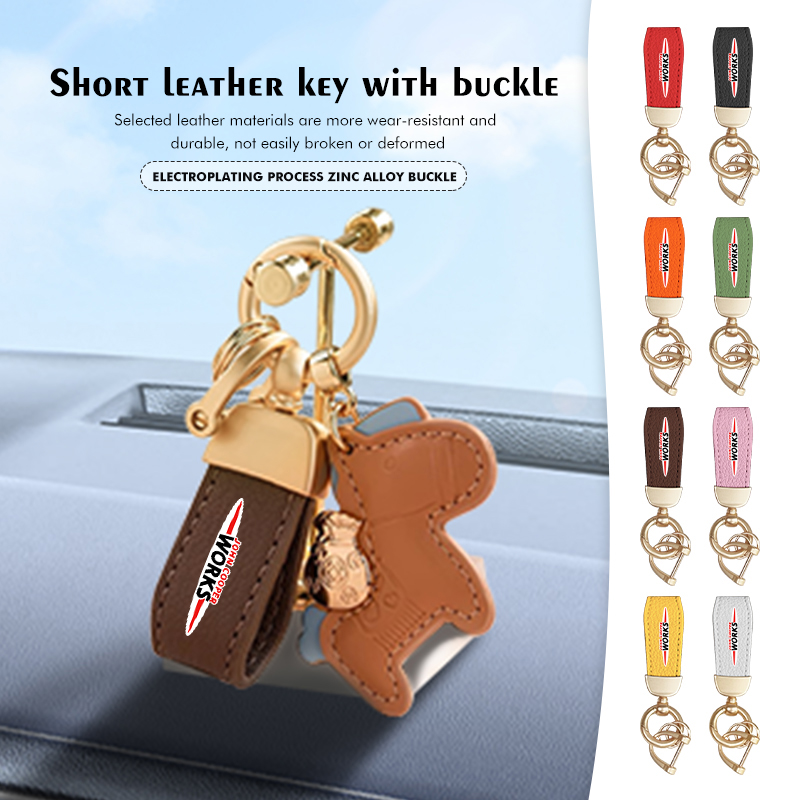 Leatherwork Rings - For MINI Leather Car Keyring Luxury