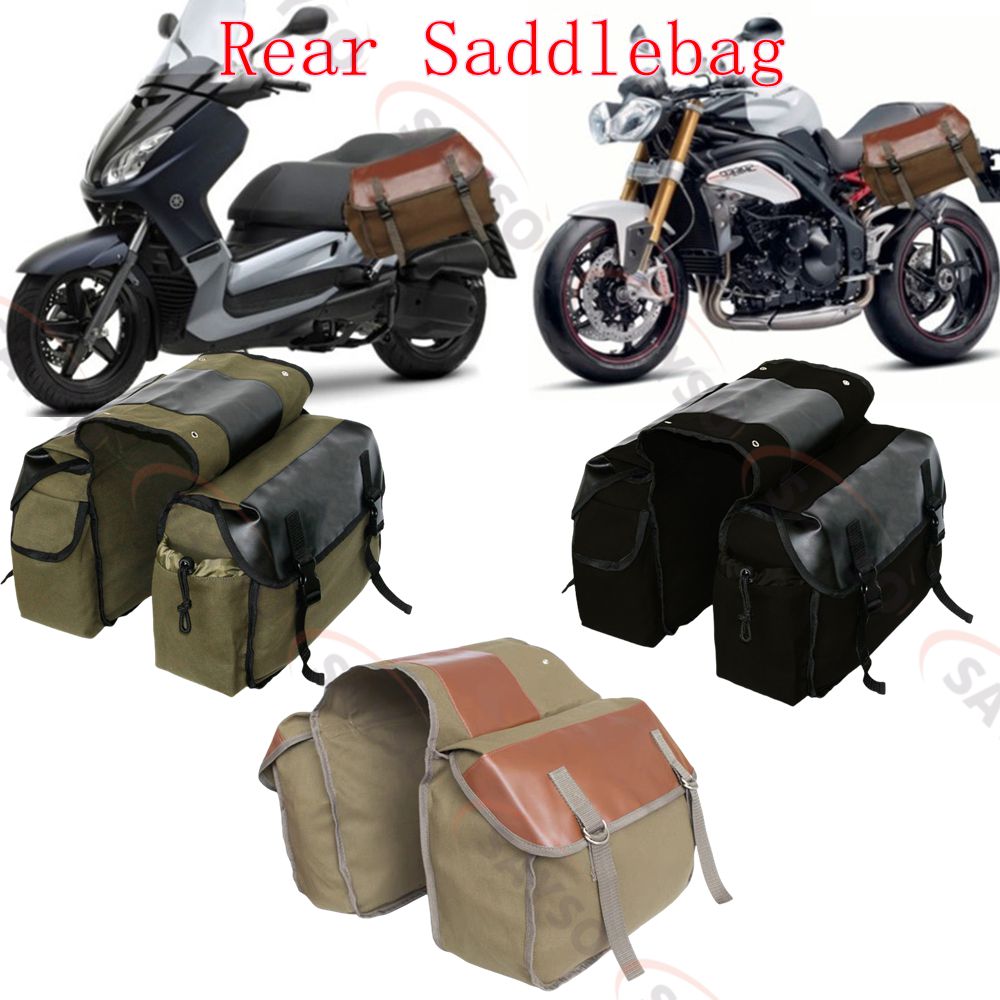 Leatherwork Bag - Canvas Leather Rear Saddlebag Motorcycle Tail