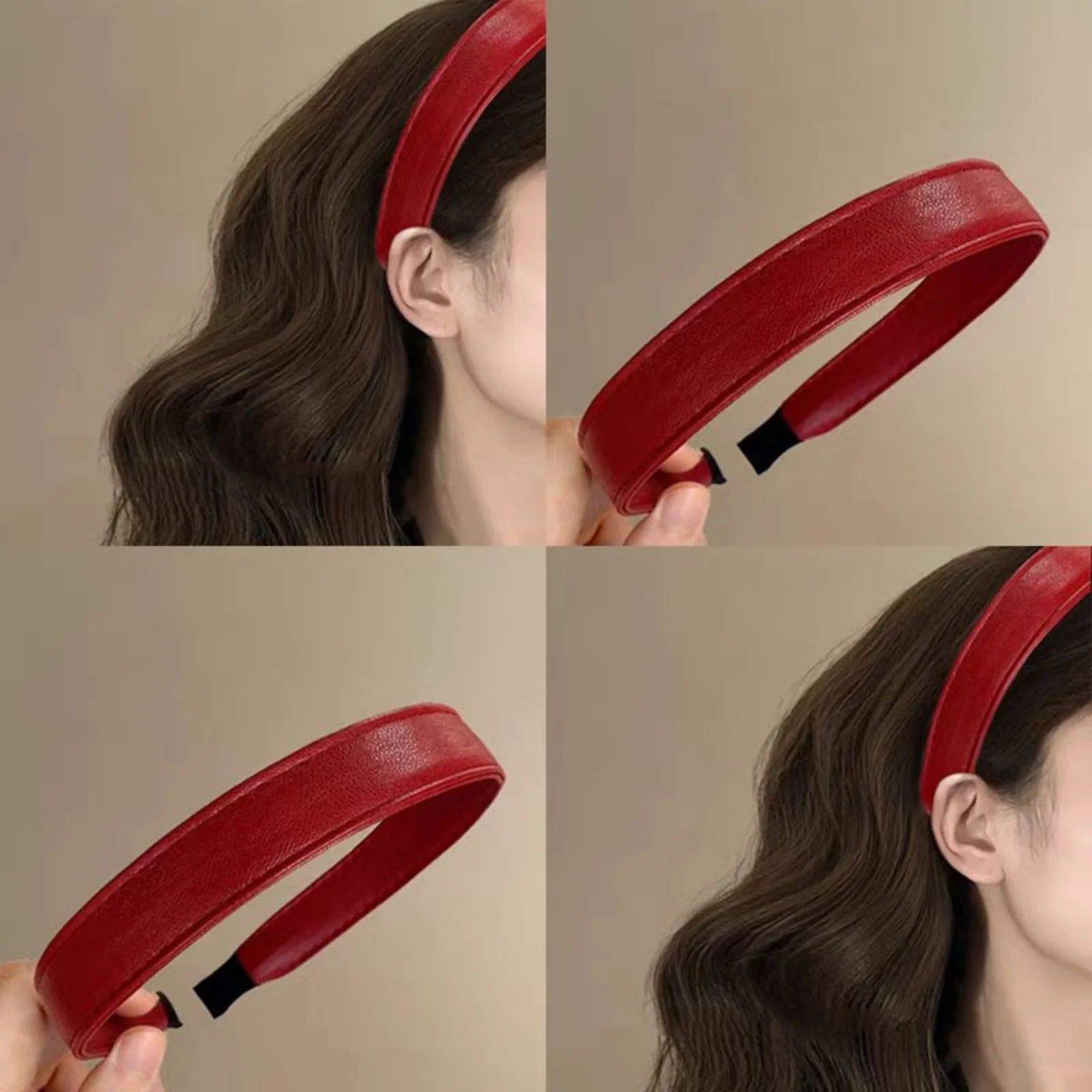 Leatherwork Rings - 1Pc Retro Wine Red Leather Headband