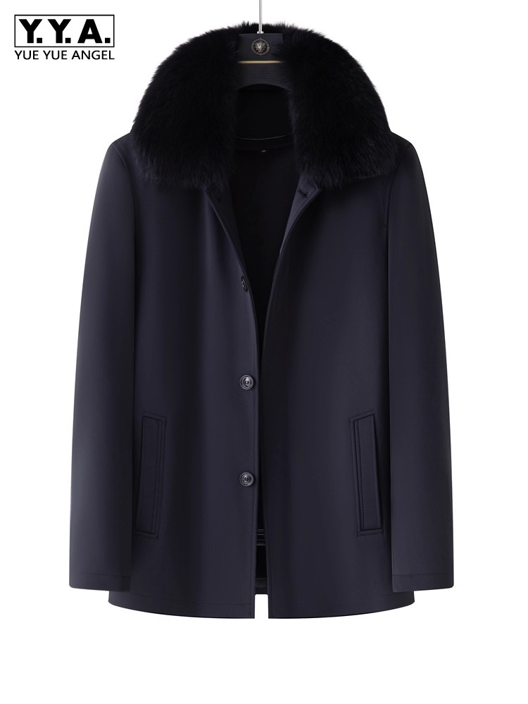 Leather Work Jacket Mens - Winter Mens Business Work Real Rabbit