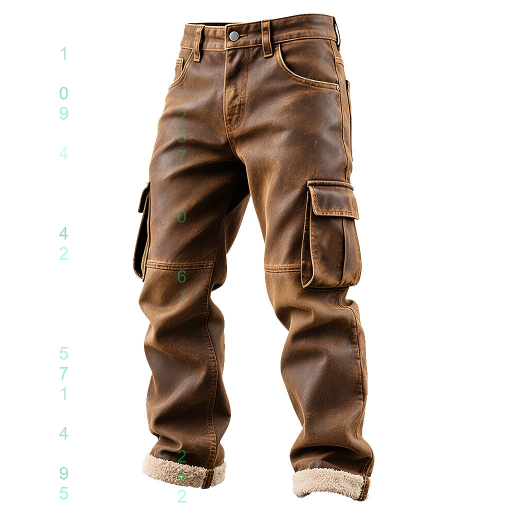 Leather Work Overalls - Mens Vintage Brown PU Leather Work