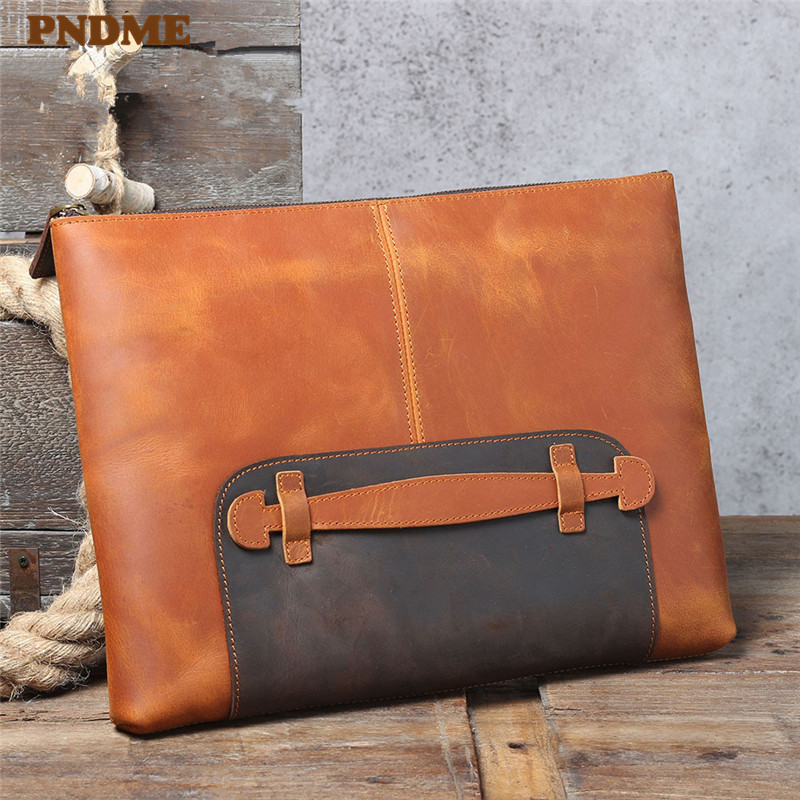 Leatherwork Designs - Vintage handmade genuine leather large-capacity men's