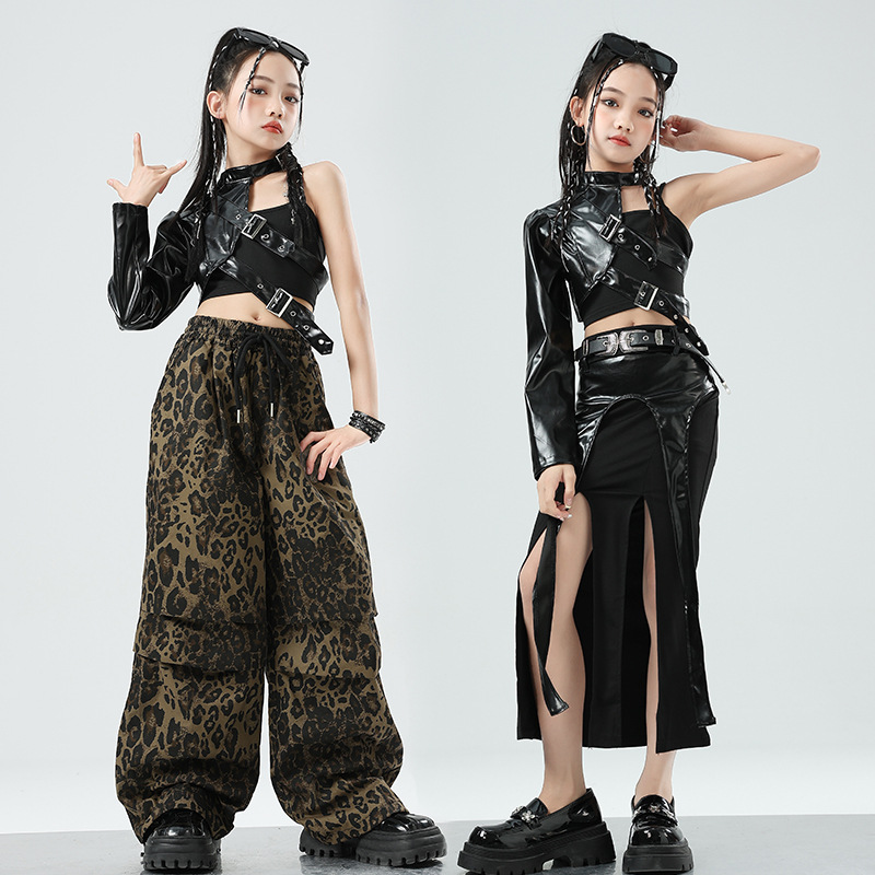 Leather Work Overalls - New Girls' Jazz Dance Leather Overalls,