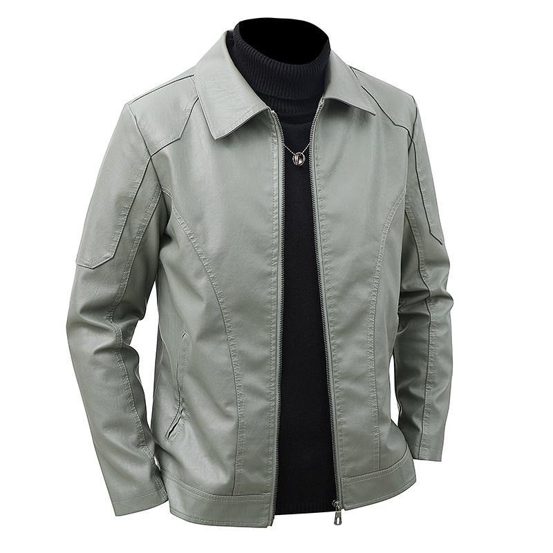 Leather Work Jacket Mens - Men's Lapel Leather Jacket Spring Autumn