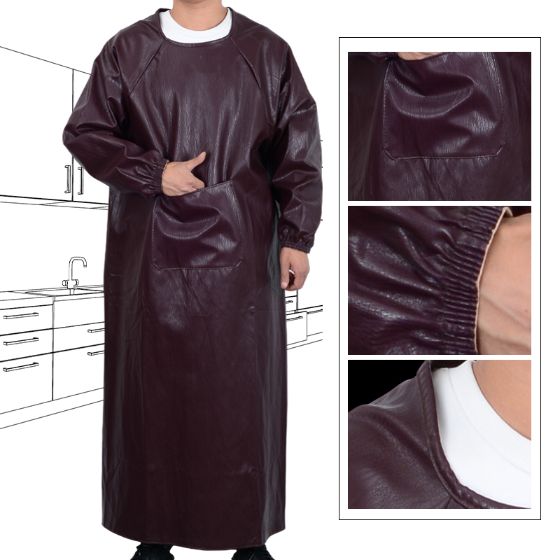 Leather Work Overalls - Soft Leather Overalls waterproof oil-proof long-sleeved