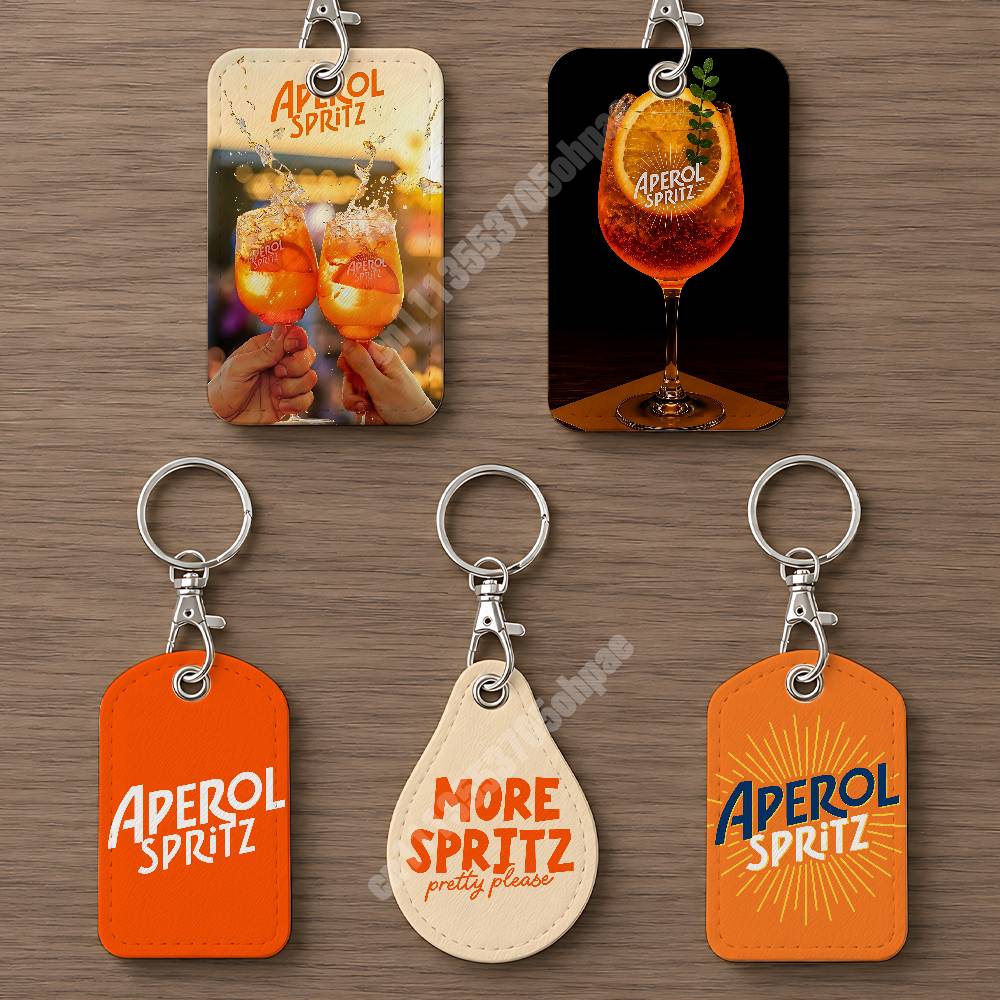 Leatherwork Bag - Orange Prosecco A-Aperol S-Spritz Leather Keychain