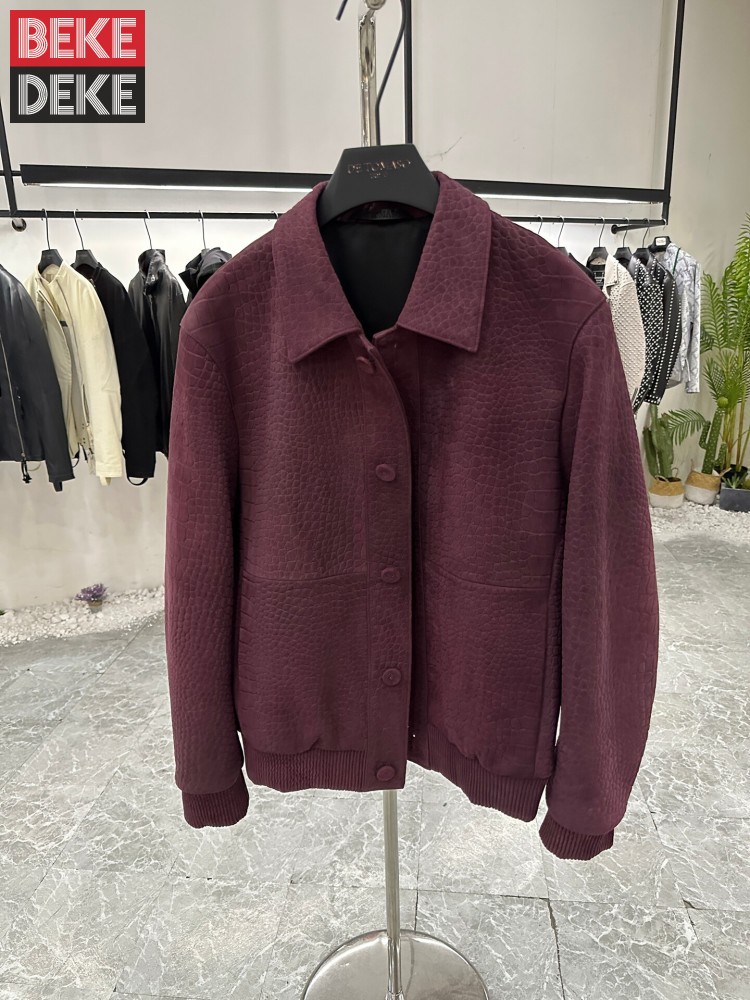 Leather Work Jacket Mens - Autumn Outwear Men Business Work Crocodile