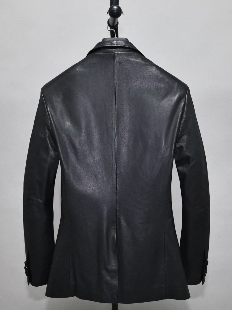 Slim Fit Solid Color Men Offic - Leather Work Jacket Mens review and price