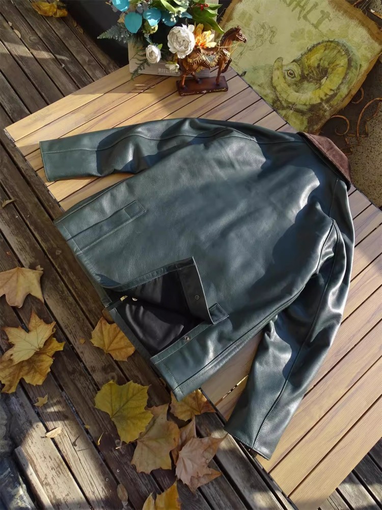 Mens Genuine Cow Leather Jacke - Leather Work Jacket Mens review and price