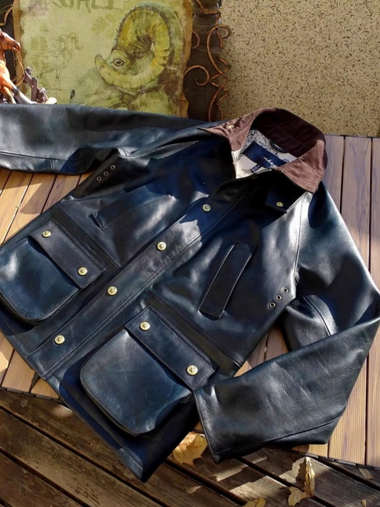 Mens Genuine Cow Leather Jacke - Leather Work Jacket Mens review and price