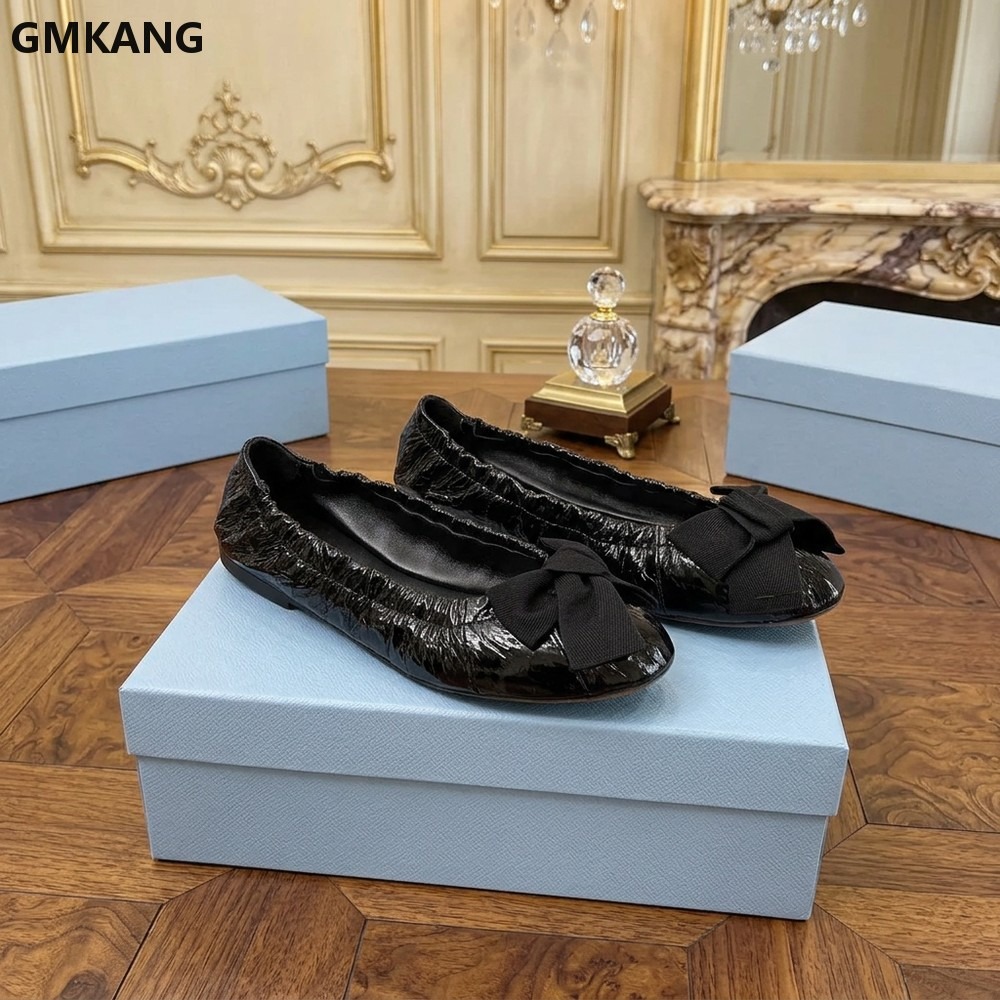 Women's Ballet Flats Bow Pleat - Leather Work Dress review and price