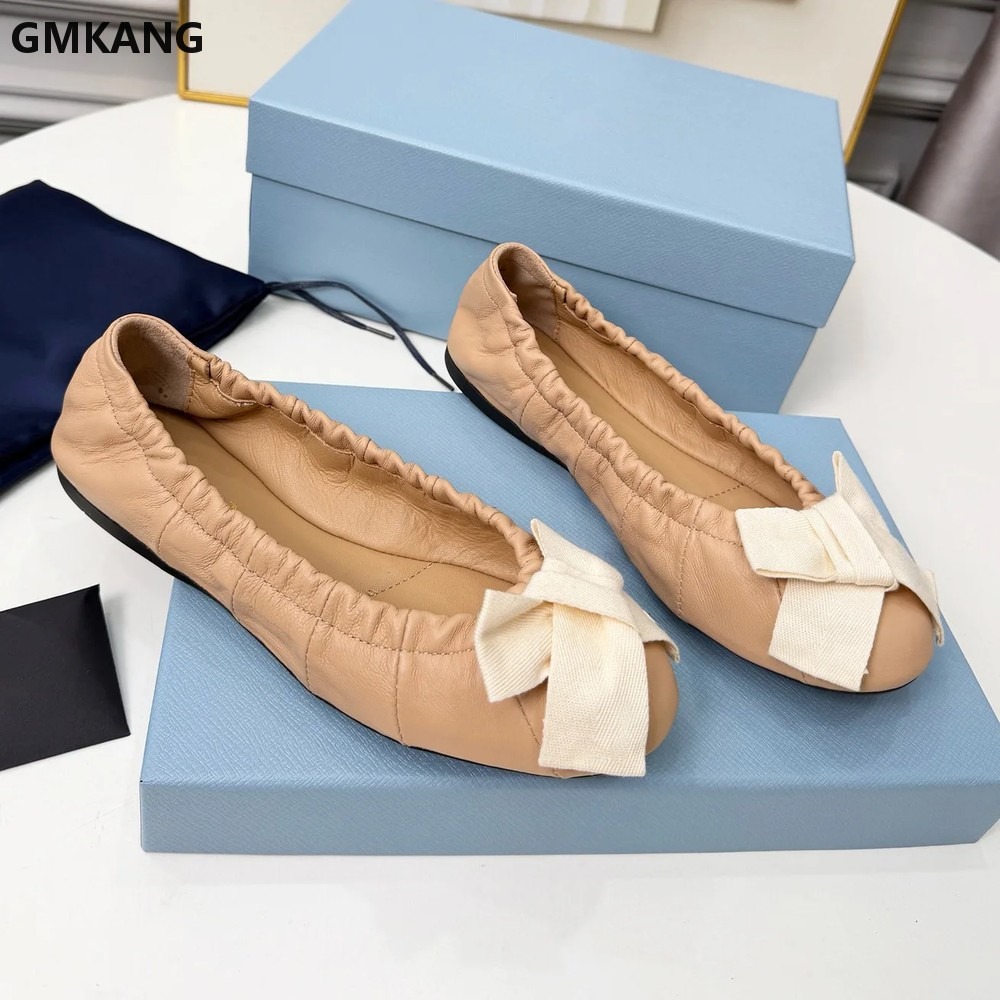 Women's Ballet Flats Bow Pleat - Leather Work Dress review and price