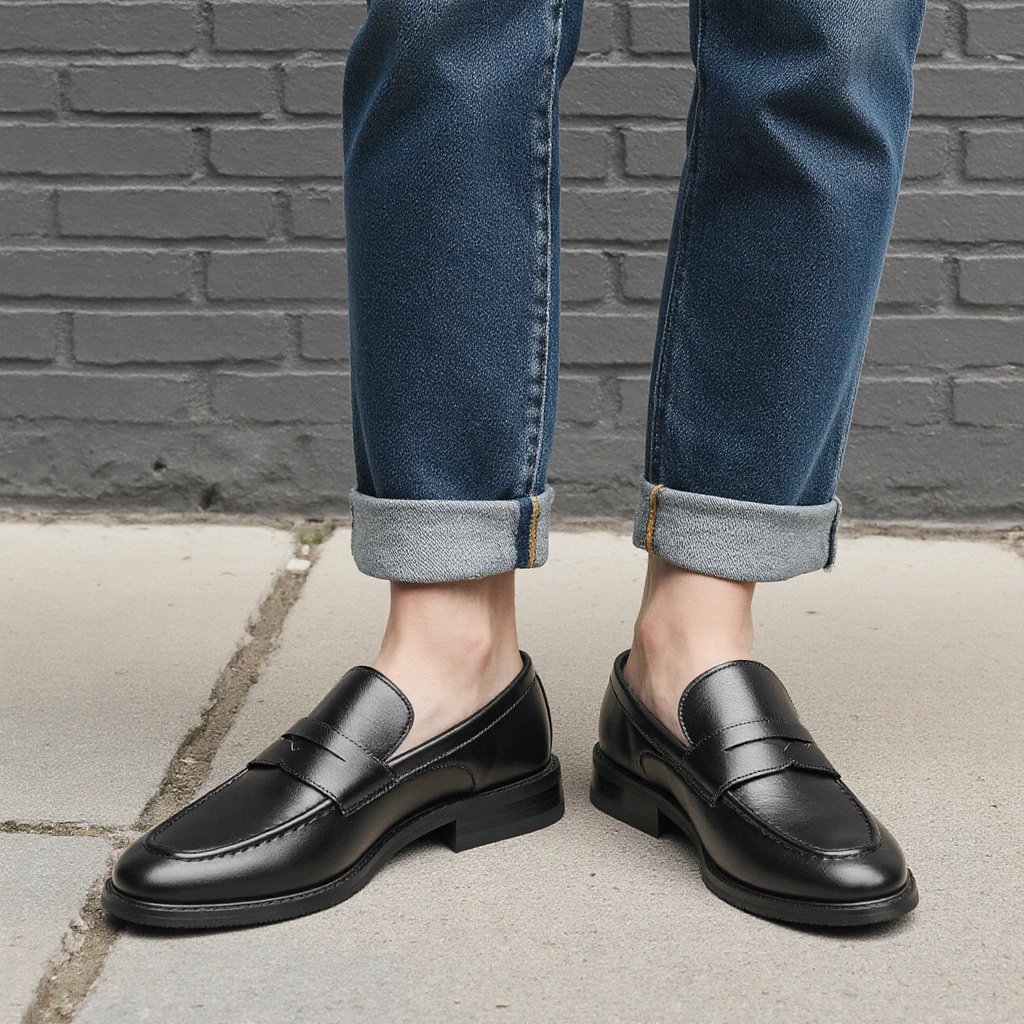 Men's Black Penny Loafers Clas - Leather Work Dress review and price