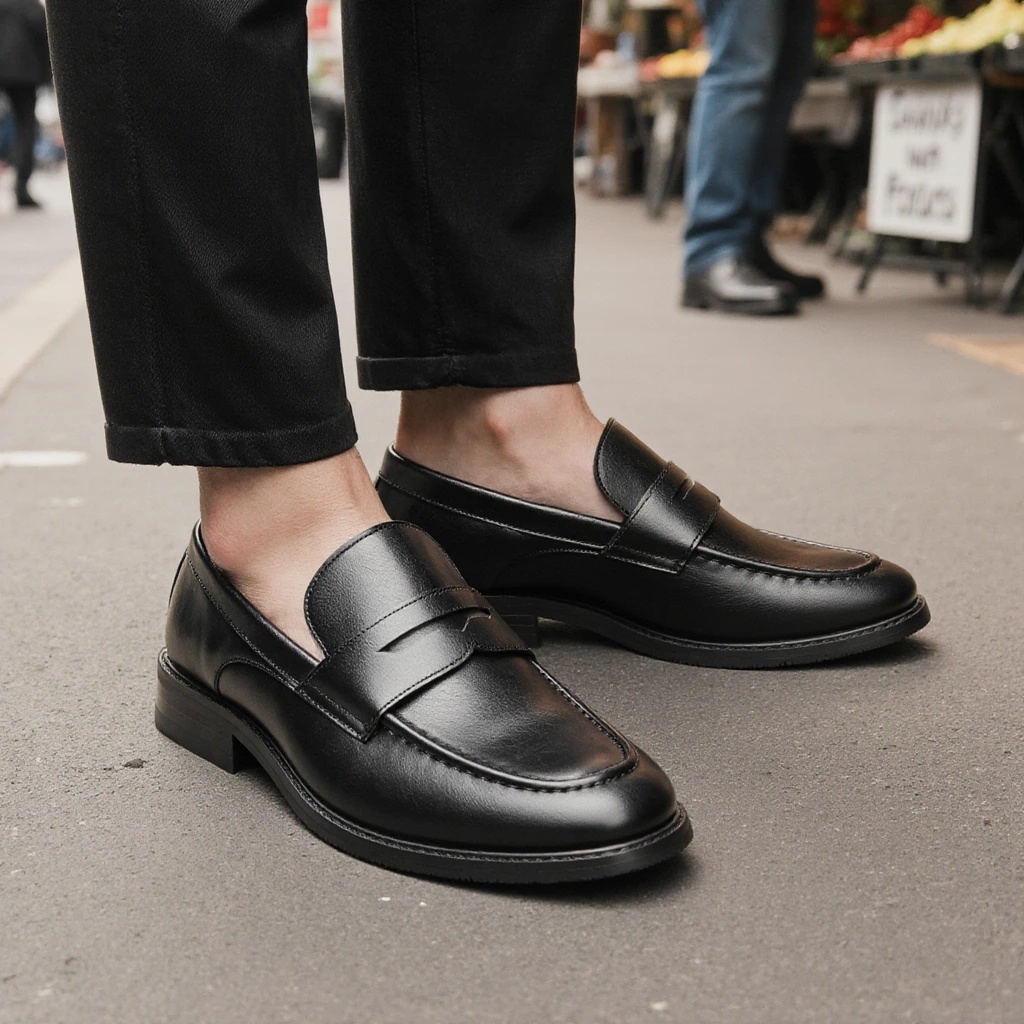 Men's Black Penny Loafers Clas - Leather Work Dress review and price