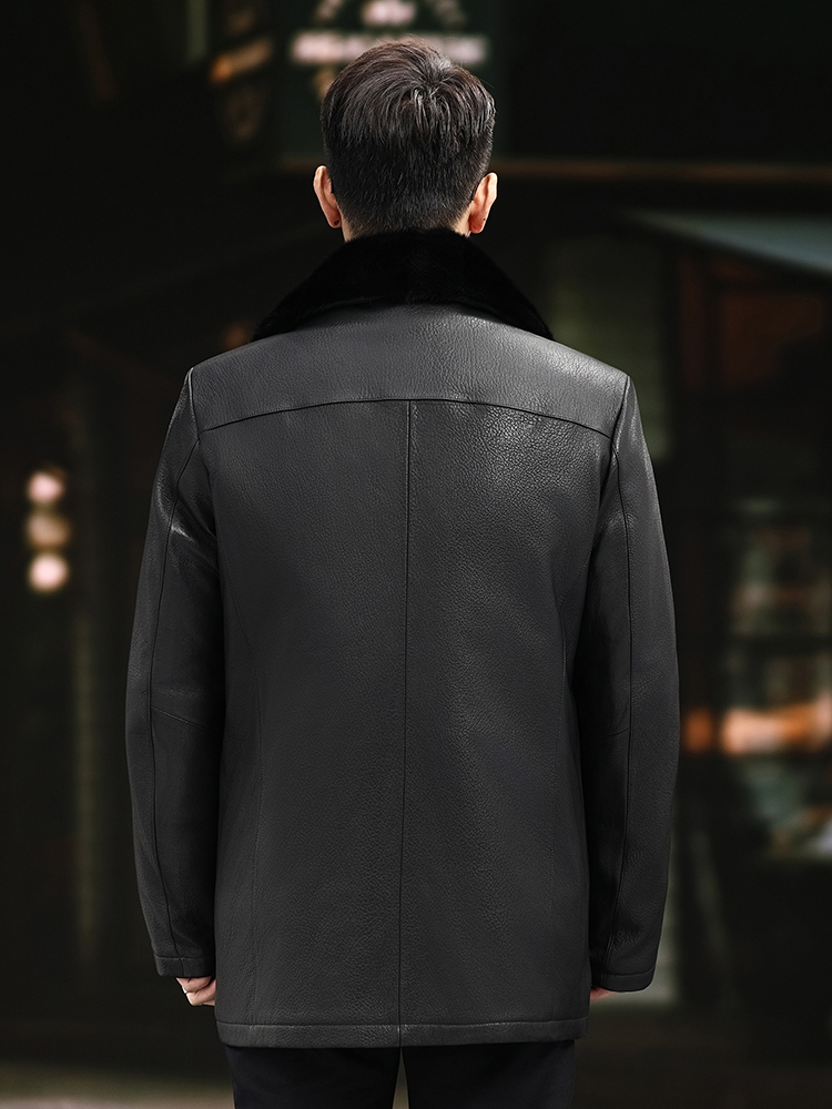 Luxury Men Winter Real Mink Fu - Leather Work Jacket Mens review and price
