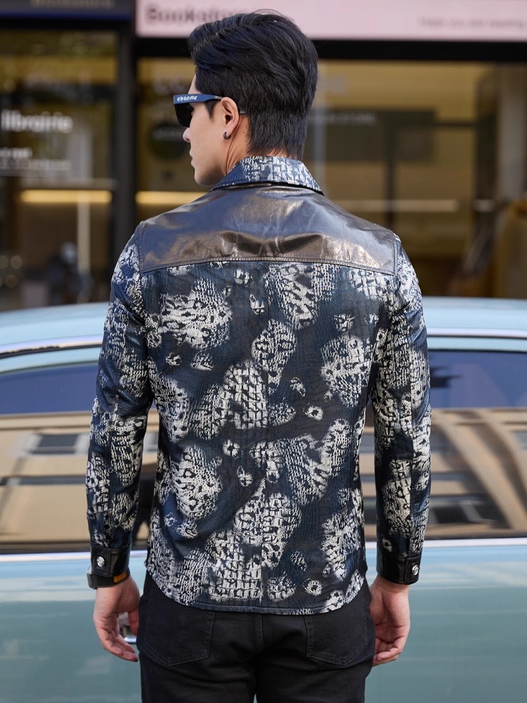 Luxury New Fashion Floral Prin - Leather Work Jacket Mens review and price