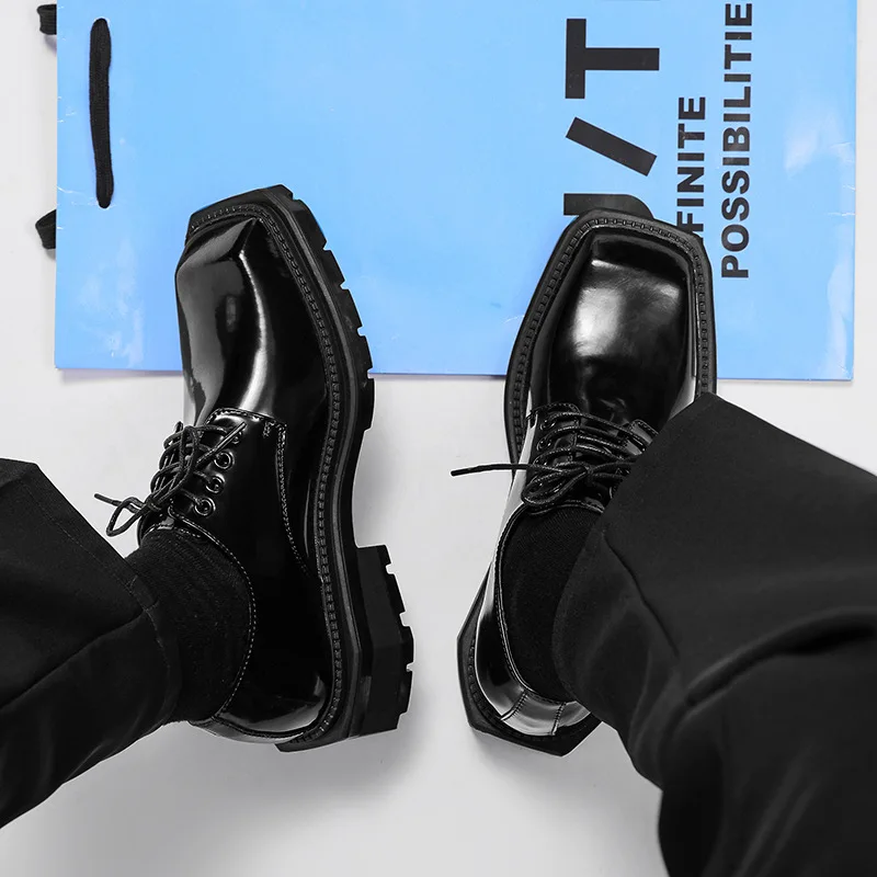 Men's Shoes New Square Head Le - Leather Work Dress review and price