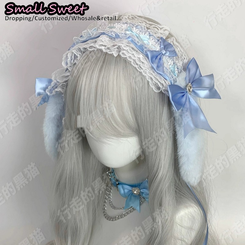 Goth Bunny Ear Bow Hair Bands  - Leatherwork Rings review and price