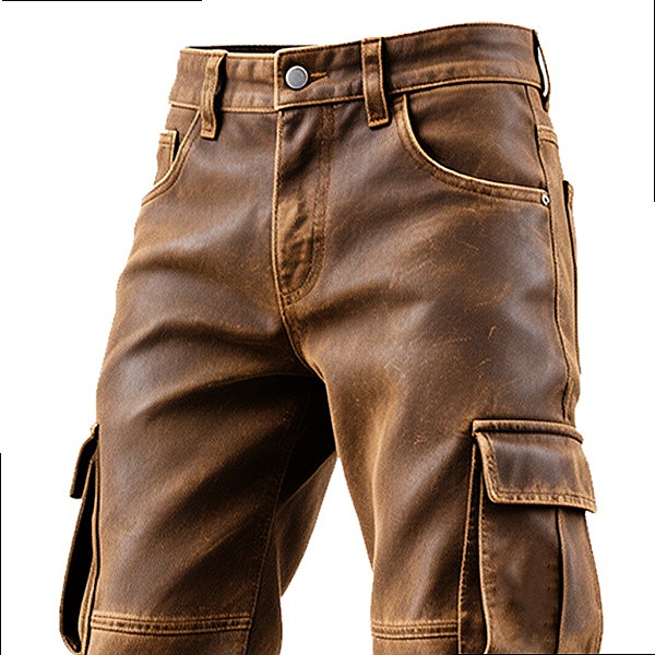 Mens Vintage Brown PU Leather  - Leather Work Overalls review and price