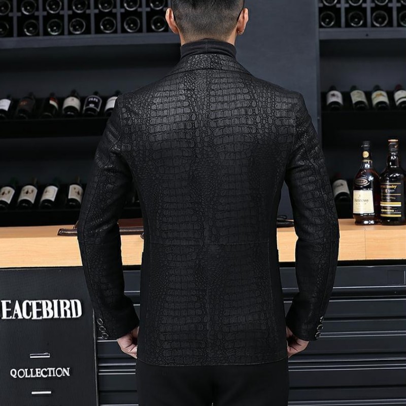 Autumn Business Men Sheepskin  - Leather Work Jacket Mens review and price
