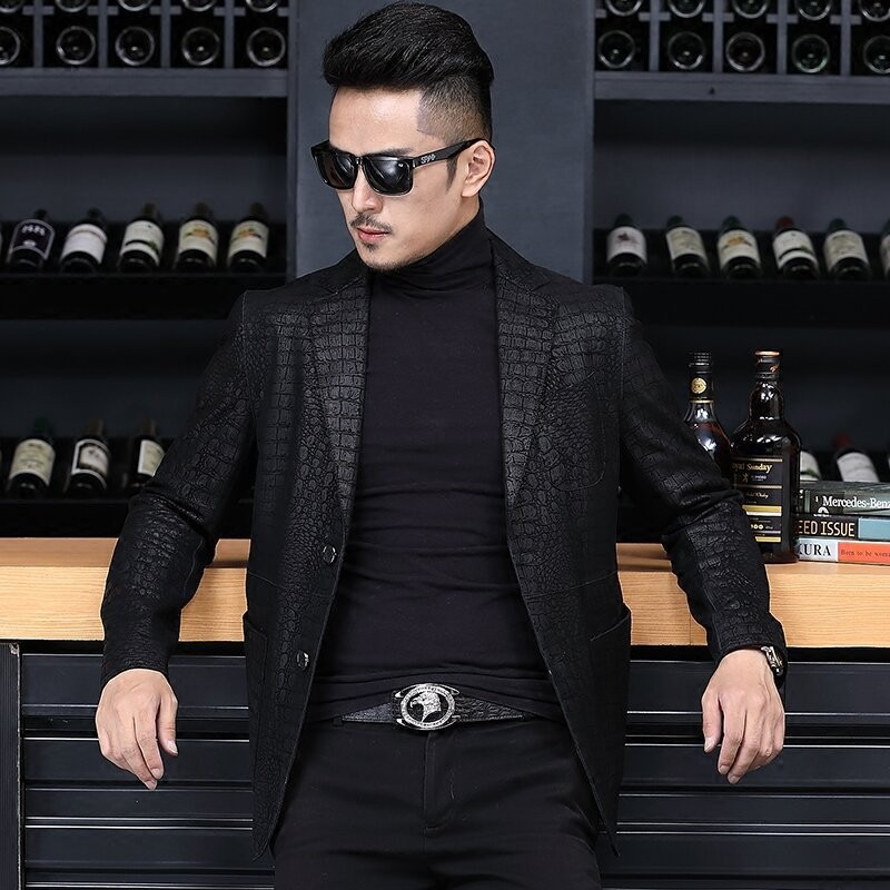 Autumn Business Men Sheepskin  - Leather Work Jacket Mens review and price
