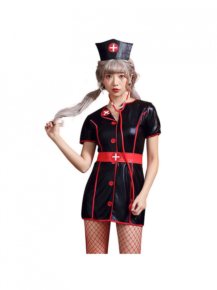 Black PU Leather Nurse Work Sk - Leather Work Dress review and price