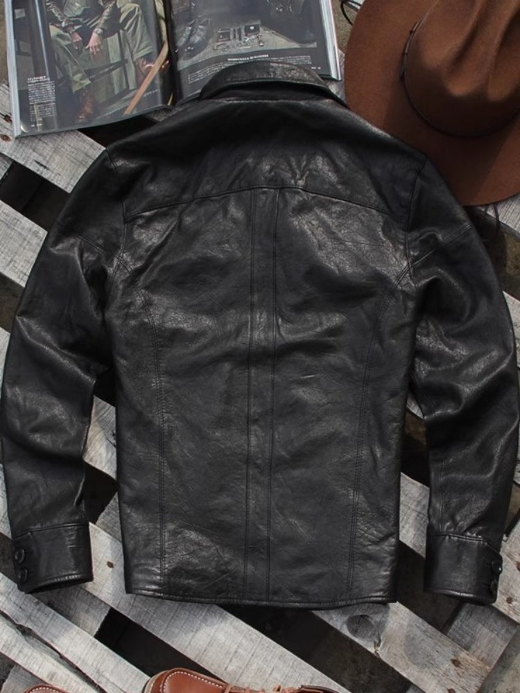 Punk Mens Genuine Leather Jack - Leather Work Jacket Mens review and price