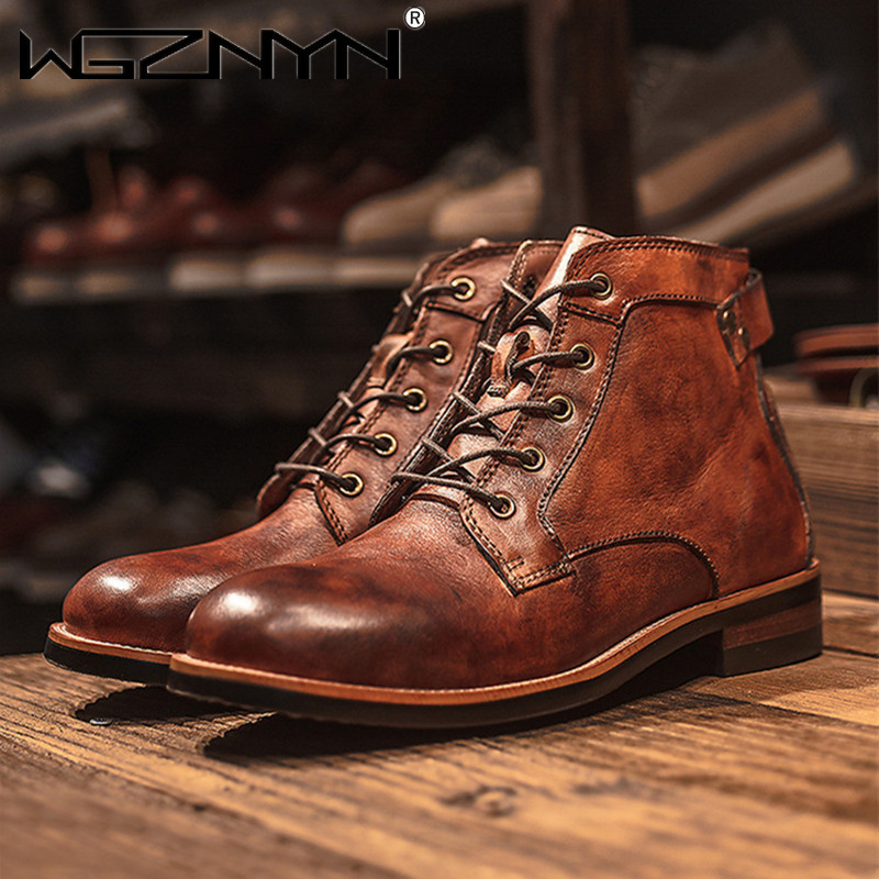 Luxury Retro High Men's Leathe - Leather Work Dress review and price