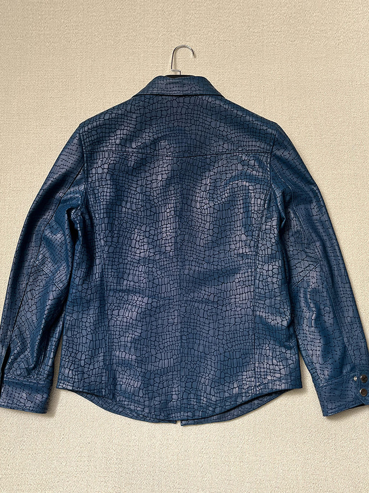 Men Spring Crocodile Pattern R - Leather Work Jacket Mens review and price