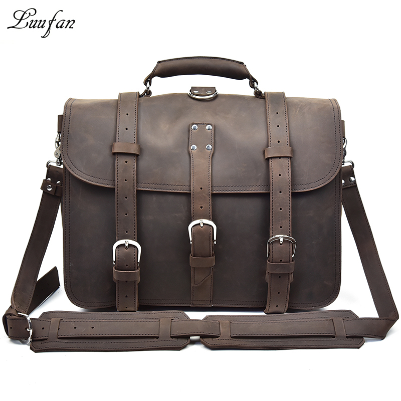 Men Thick Crazy Horse Leather  - Leather Work Rucksack review and price