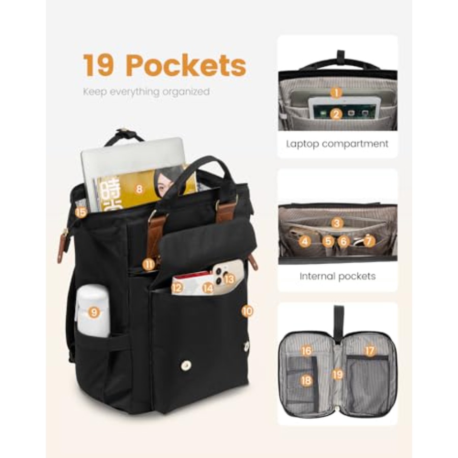 Laptop Backpack for Women, Tea - Leatherwork Bag review and price